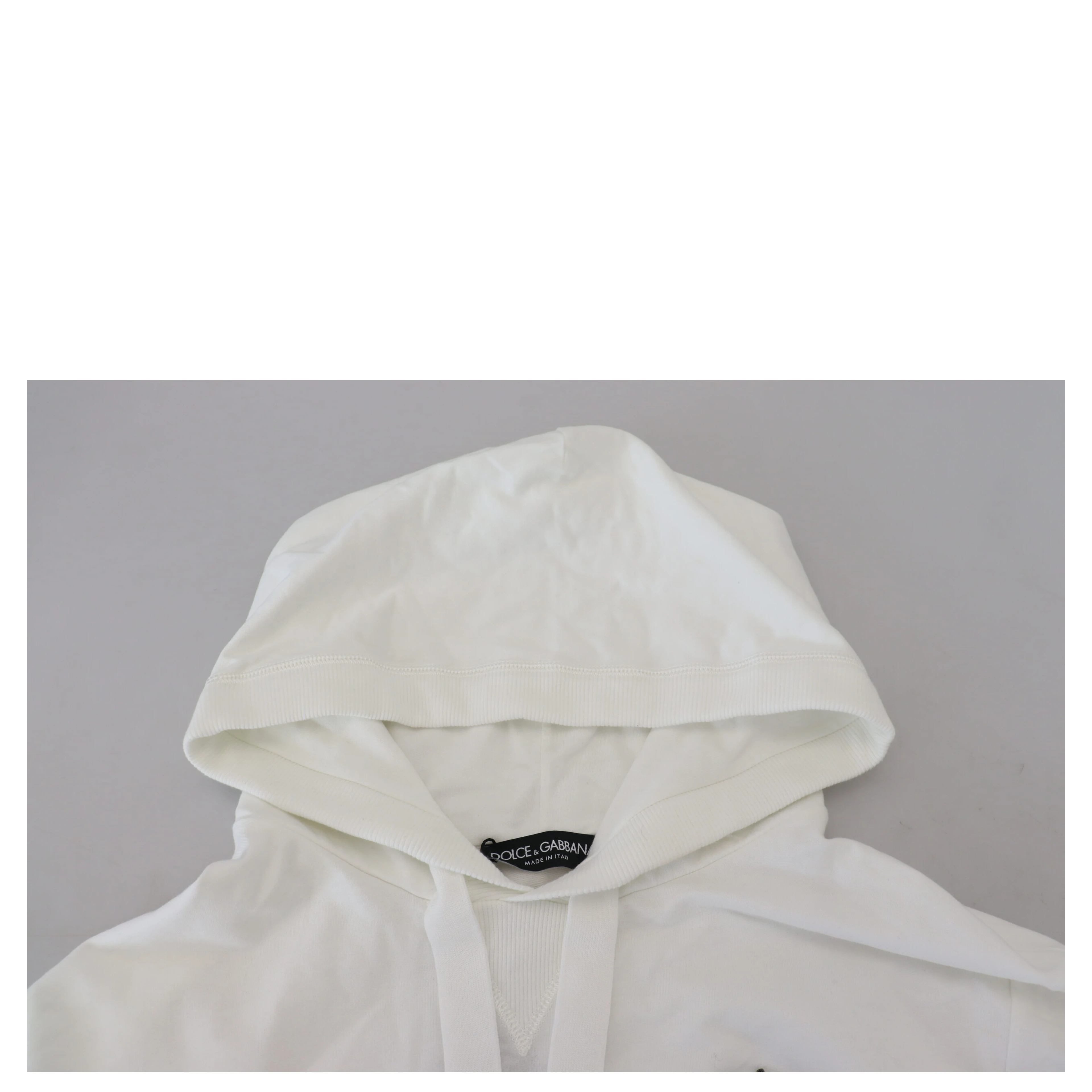 White Cotton Hooded Sweatshirt Logo Sweater