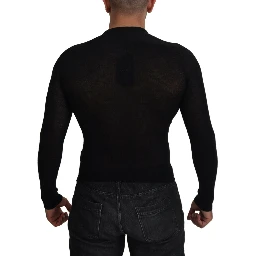 Black Cashmere Button Pullover Sweater