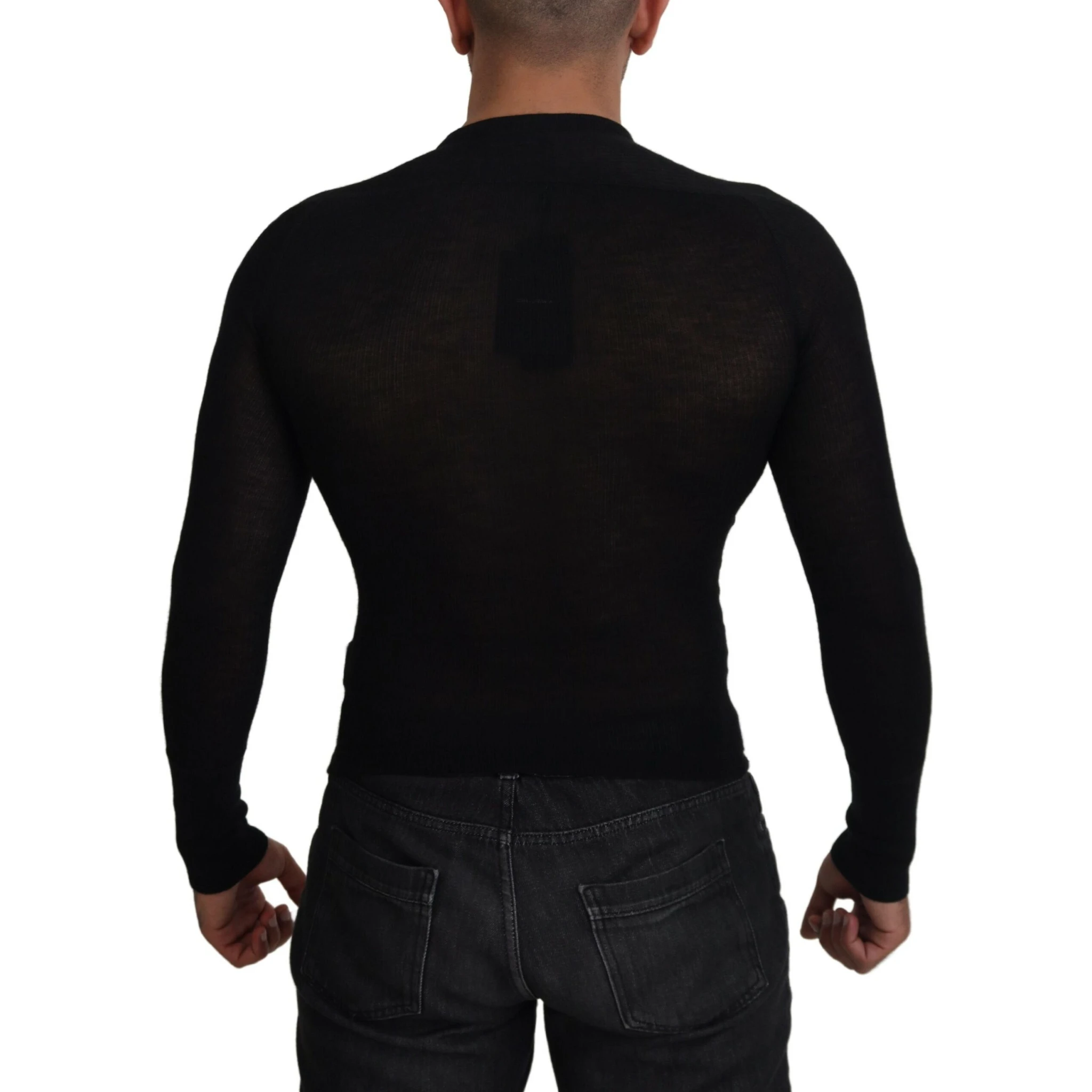 Black Cashmere Button Pullover Sweater