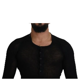 Black Cashmere Button Pullover Sweater