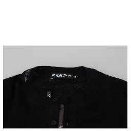 Black Cashmere Button Pullover Sweater