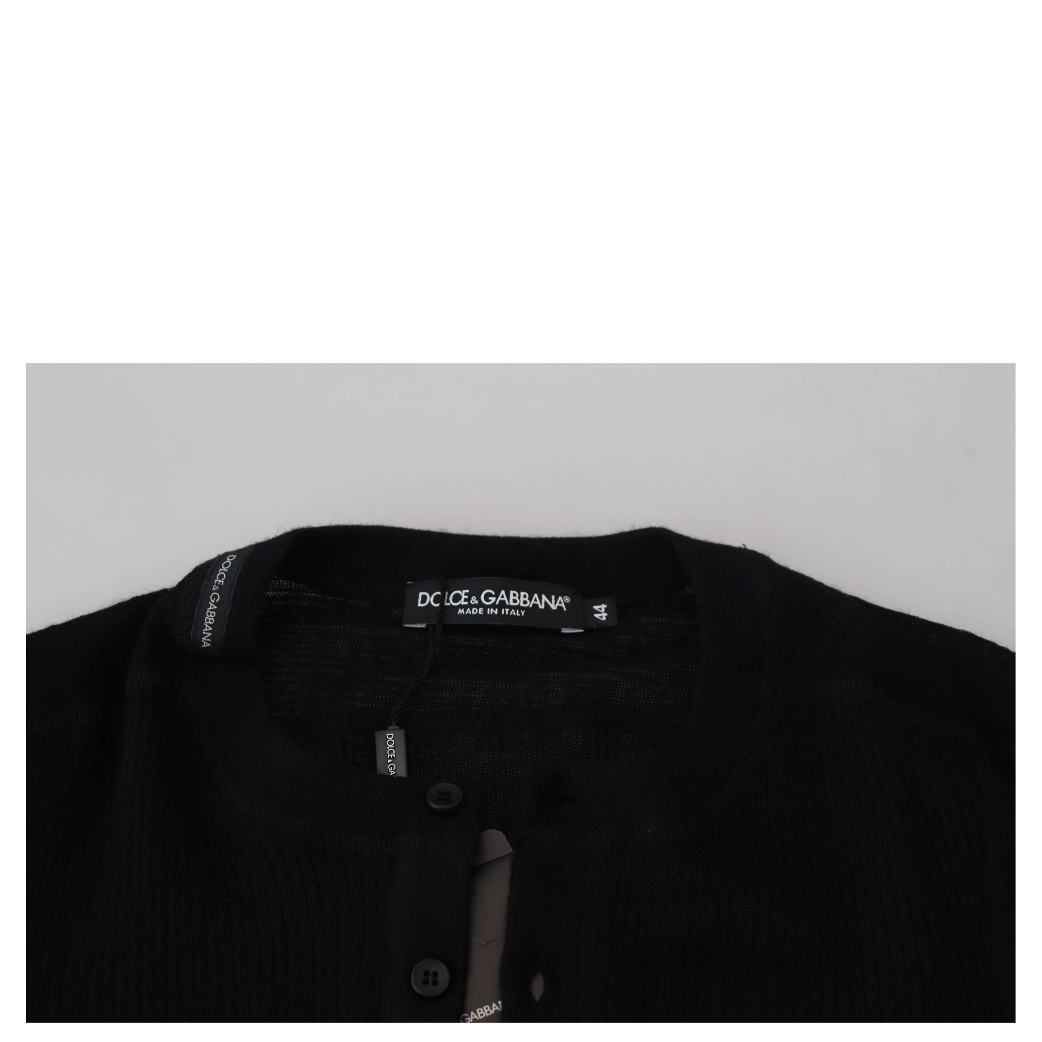 Black Cashmere Button Pullover Sweater