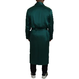 Green Silk Waist Belt Robe Sleepwear