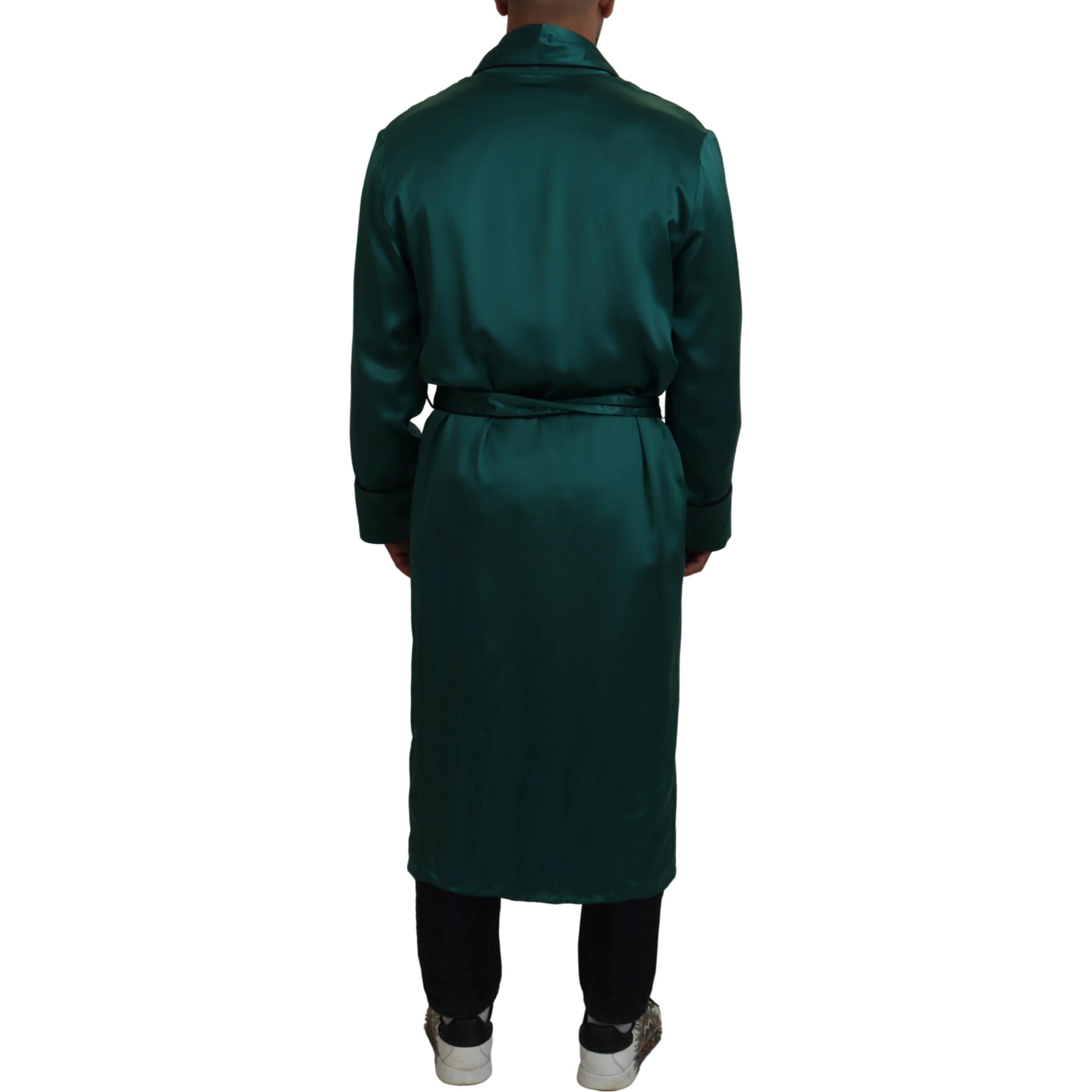 Green Silk Waist Belt Robe Sleepwear