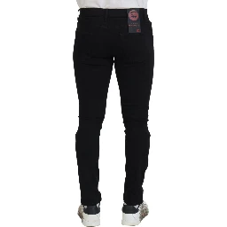 Black Slim Fit Tattered Denim Cotton Jeans