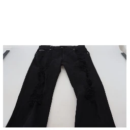 Black Slim Fit Tattered Denim Cotton Jeans