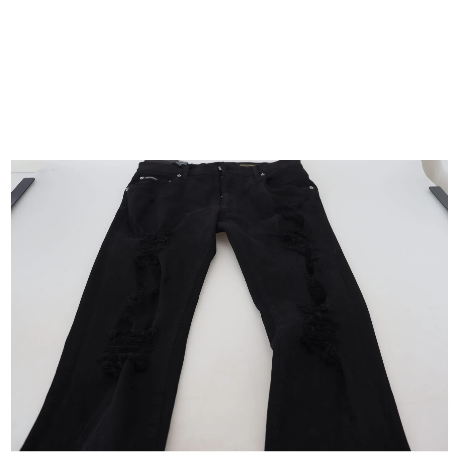 Black Slim Fit Tattered Denim Cotton Jeans