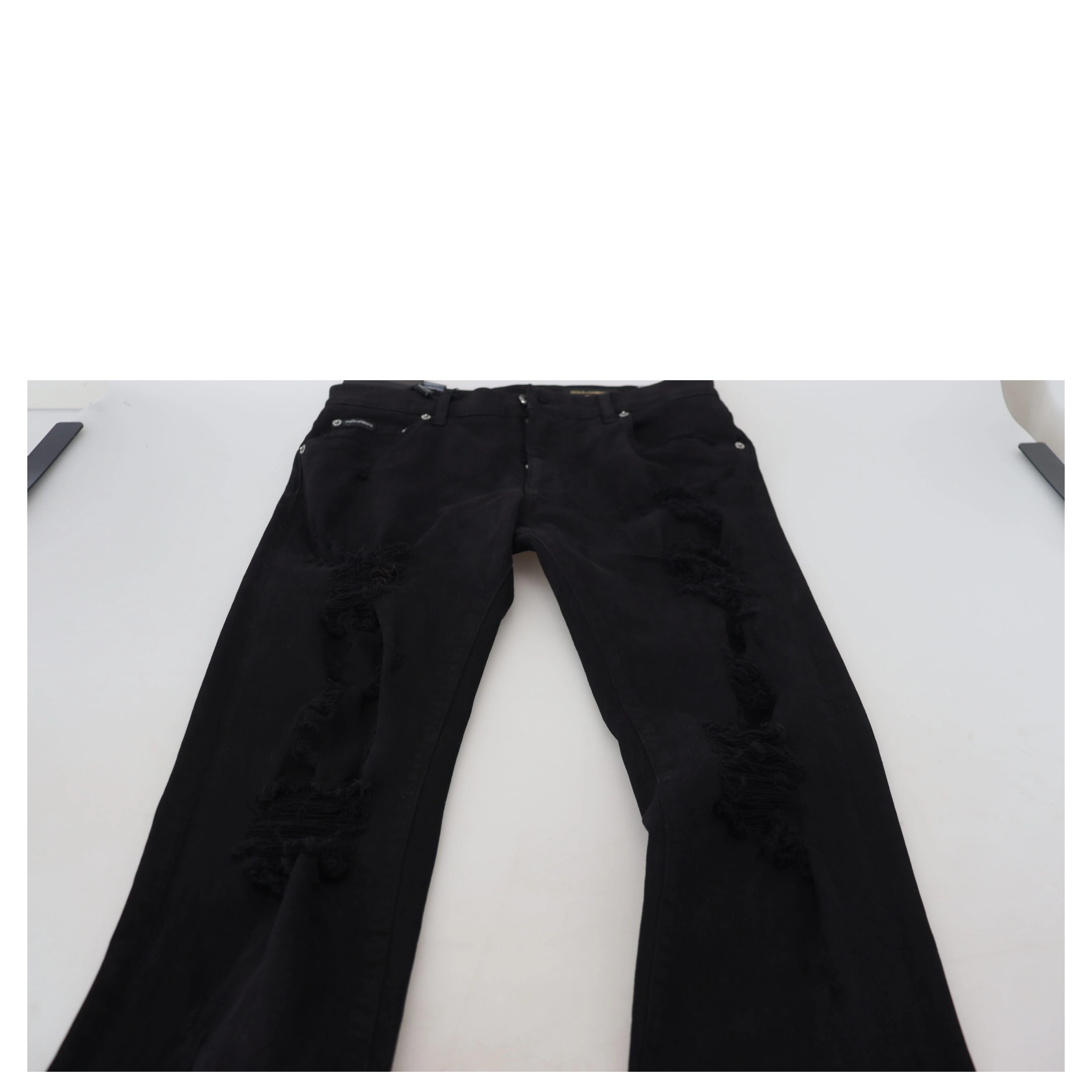 Black Slim Fit Tattered Denim Cotton Jeans