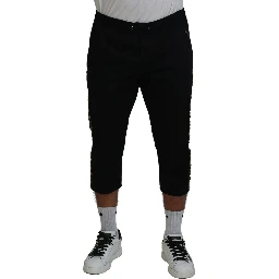Black Cotton Elastic Waist DG Logo Cropped Pants
