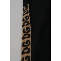 Black Cotton Elastic Waist DG Logo Cropped Pants
