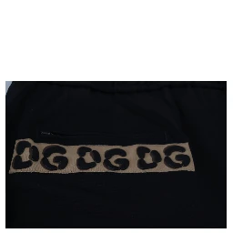 Black Cotton Elastic Waist DG Logo Cropped Pants