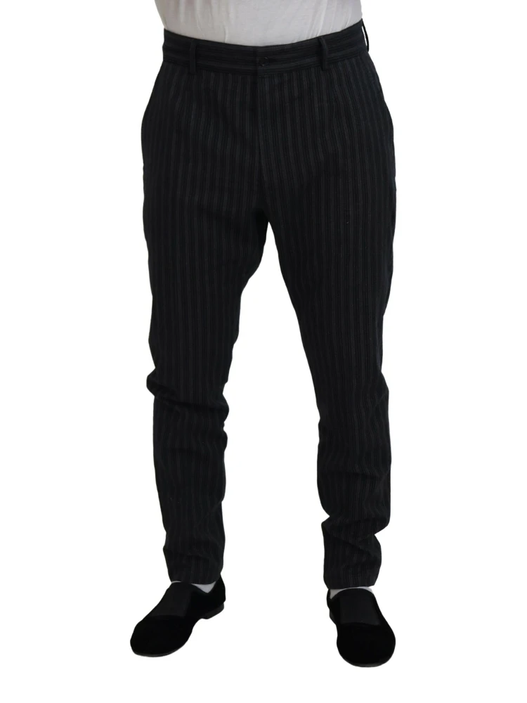 Dark Gray Stripes Chino Dress Pants