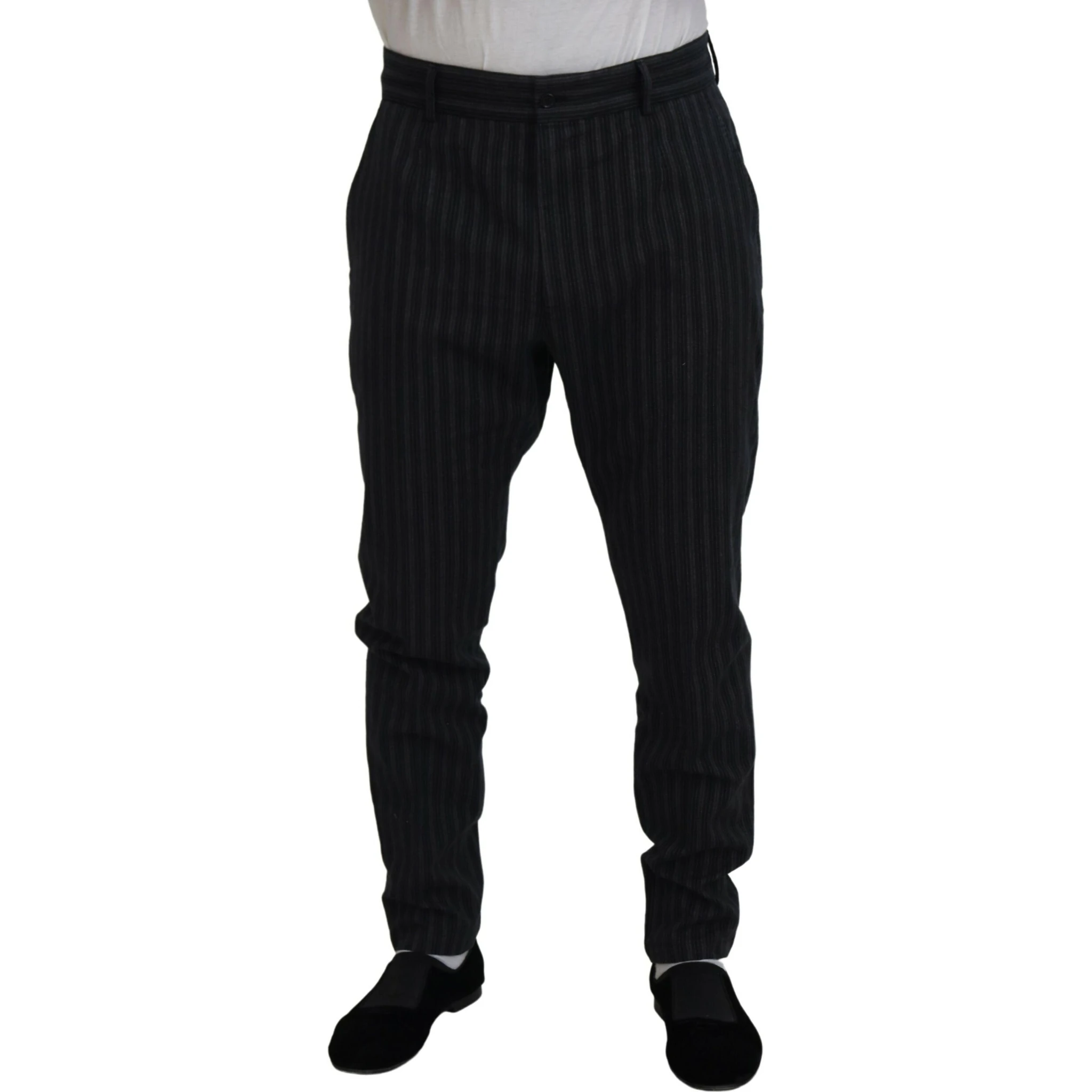 Dark Gray Stripes Chino Dress Pants