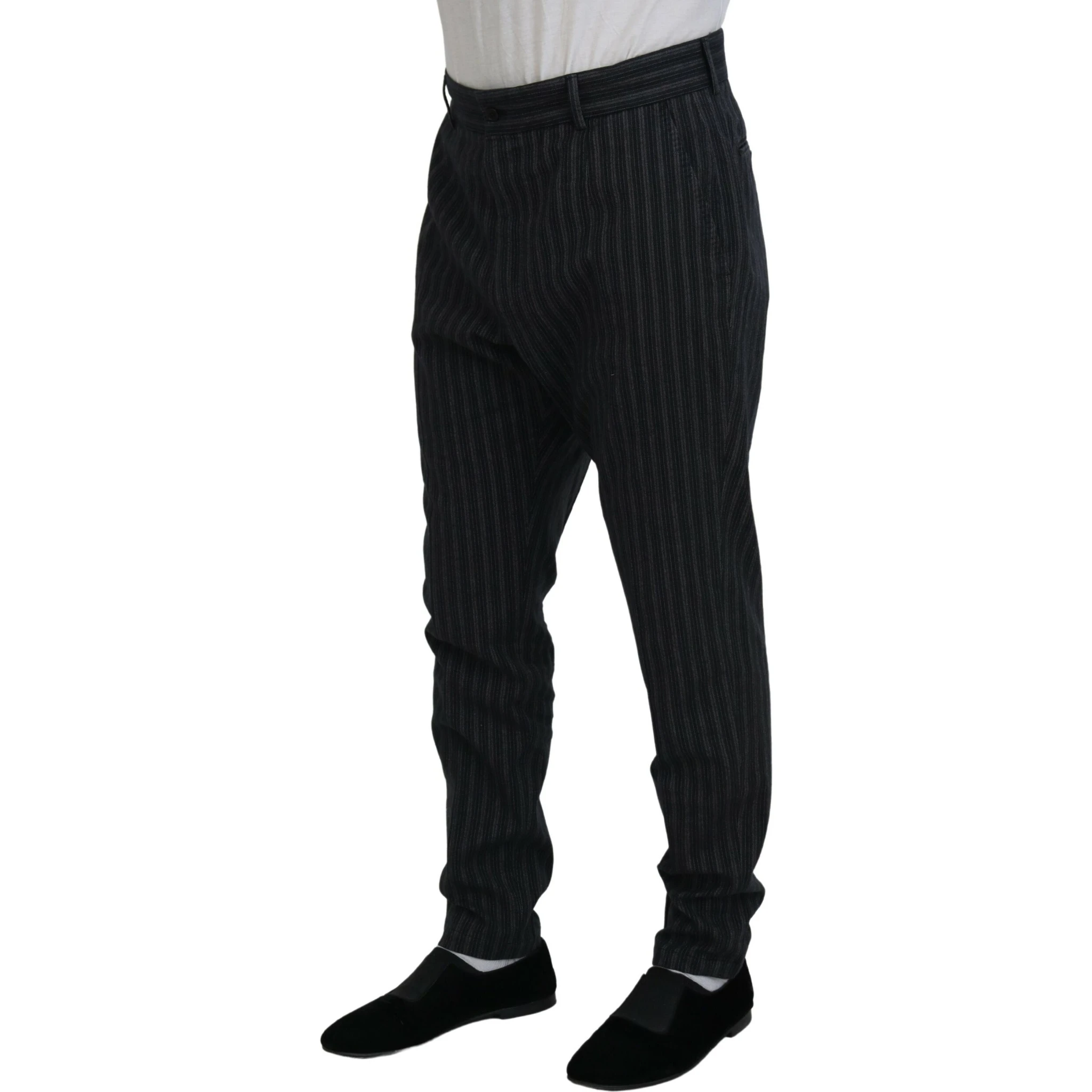 Dark Gray Stripes Chino Dress Pants