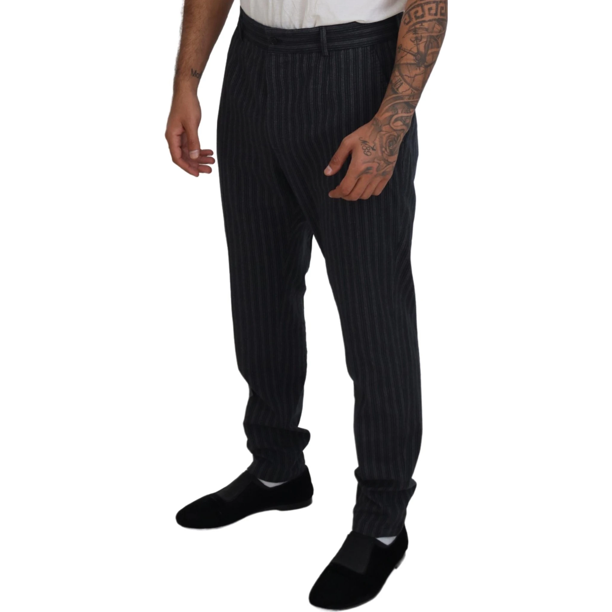 Dark Gray Stripes Chino Dress Pants