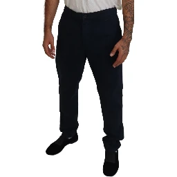 Blue Cotton Dress Formal Men Pants