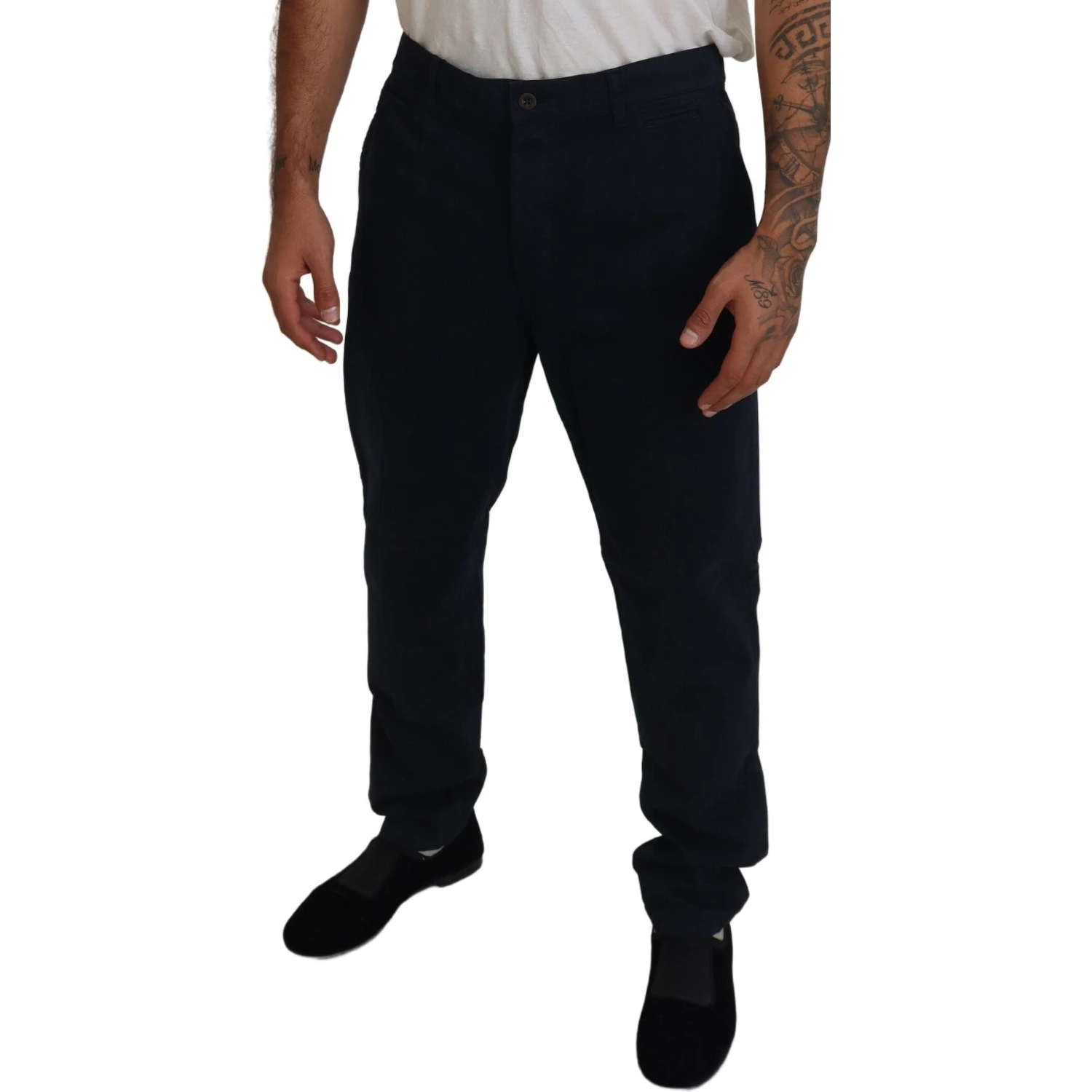 Blue Cotton Dress Formal Men Pants