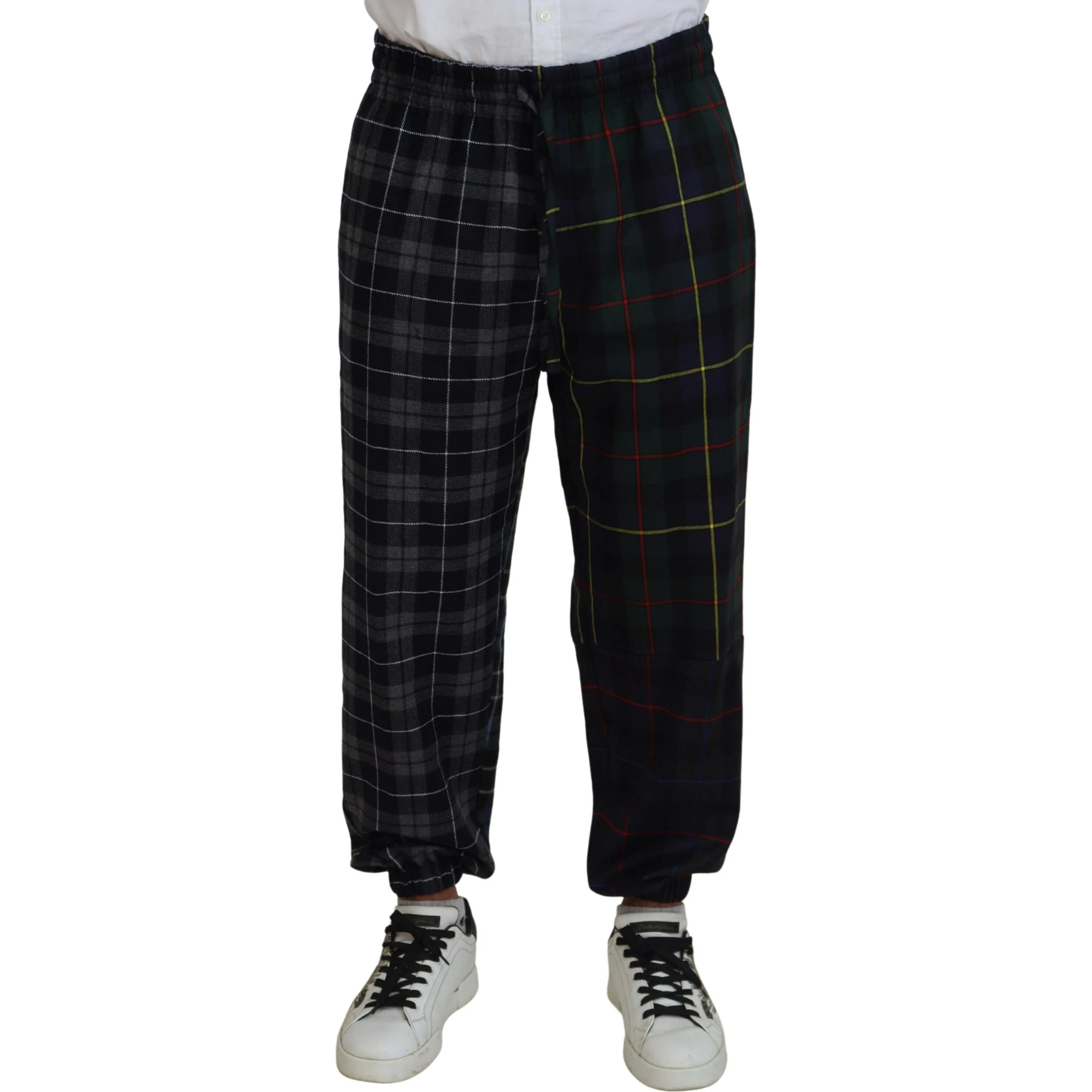 Multicolor Checkered Wool Men Jogger Pants