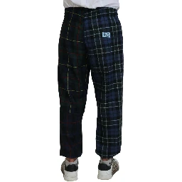 Multicolor Checkered Wool Men Jogger Pants