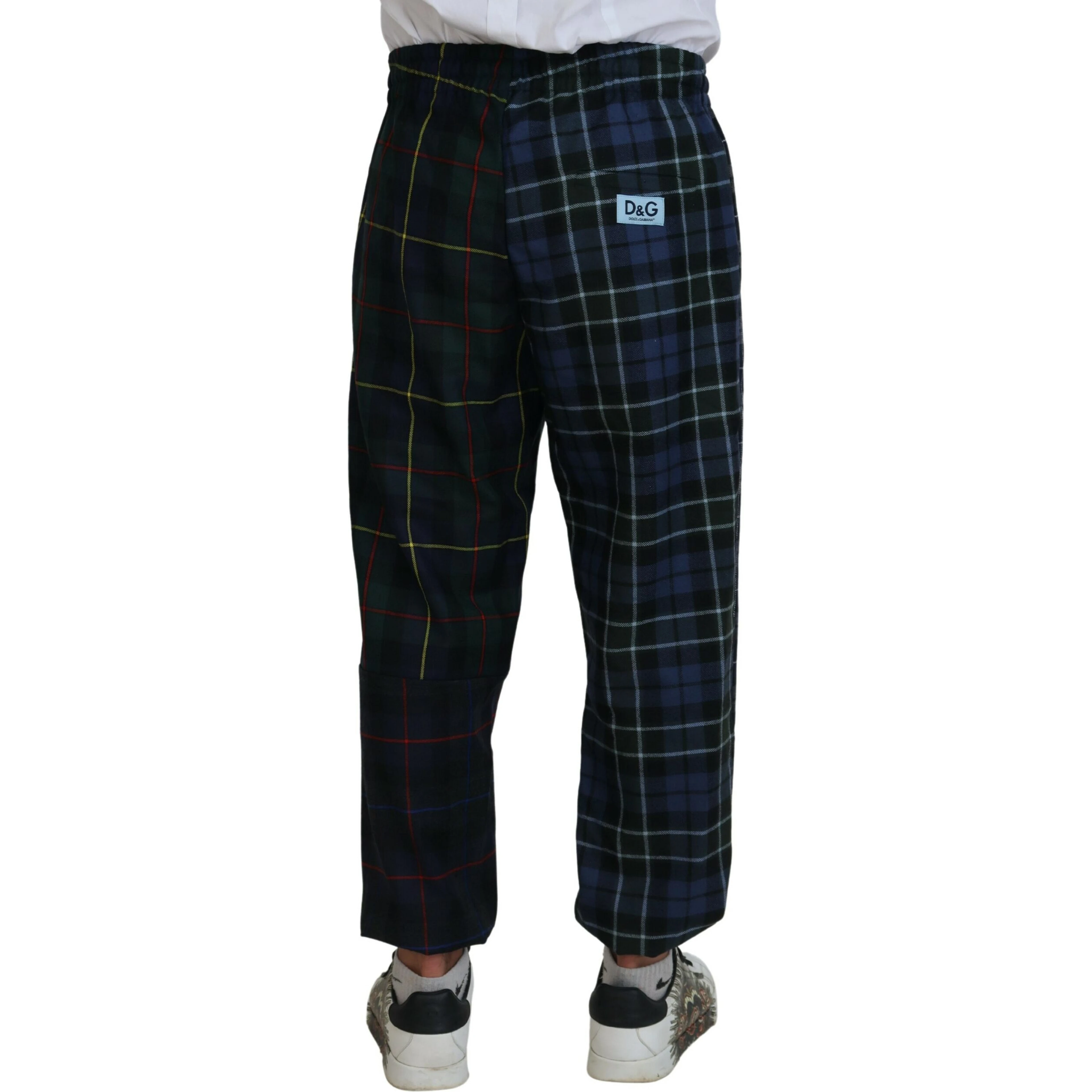 Multicolor Checkered Wool Men Jogger Pants