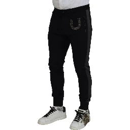 Black Wool Horseshoe Jogger Pants