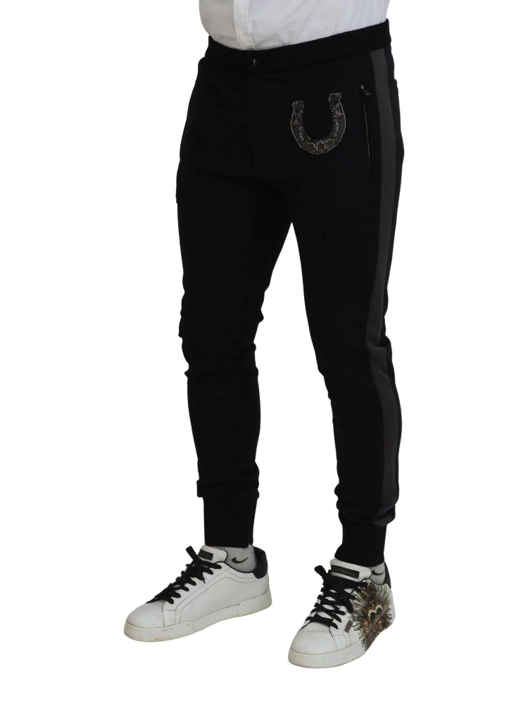 Black Wool Horseshoe Jogger Pants alternative