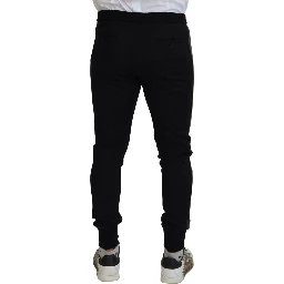 Black Wool Horseshoe Jogger Pants