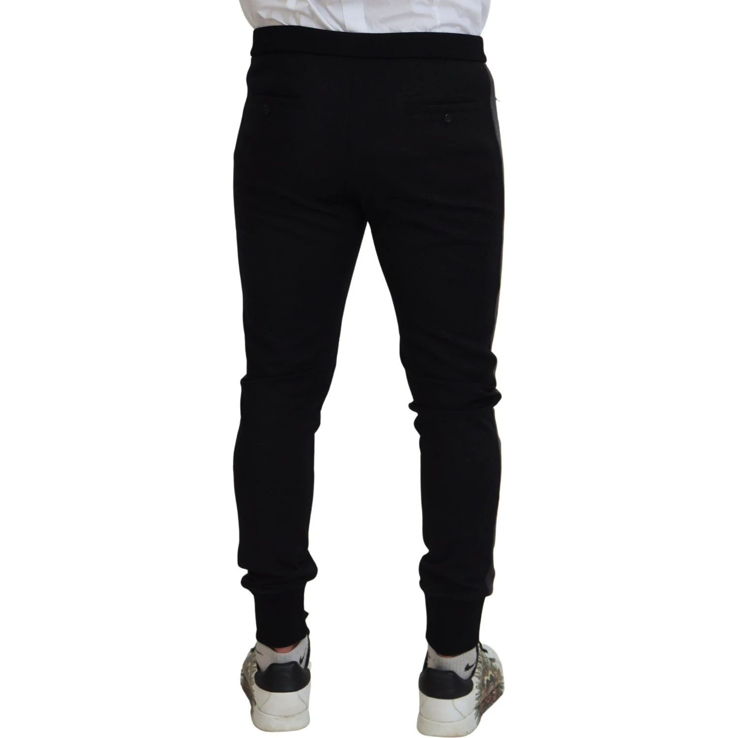 Black Wool Horseshoe Jogger Pants