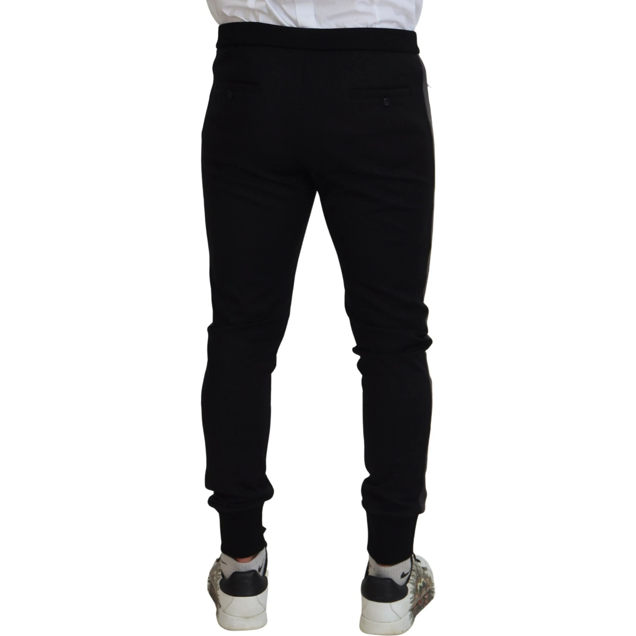 Black Wool Horseshoe Jogger Pants