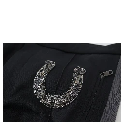 Black Wool Horseshoe Jogger Pants