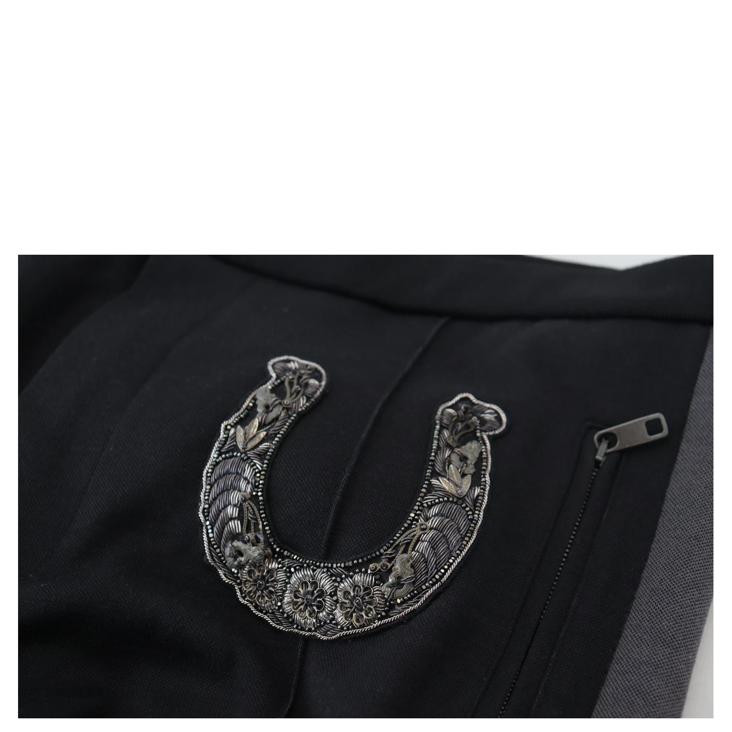 Black Wool Horseshoe Jogger Pants