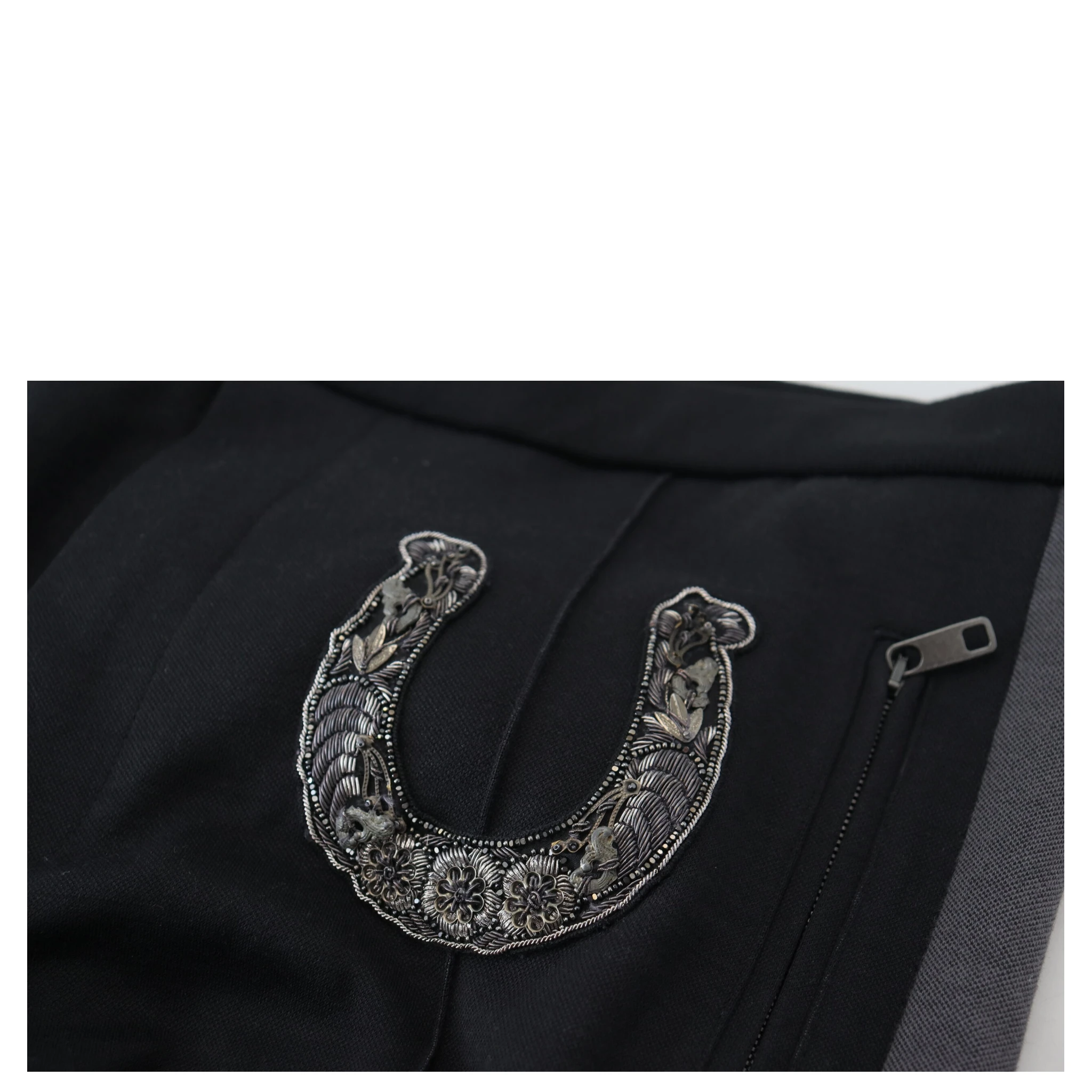 Black Wool Horseshoe Jogger Pants