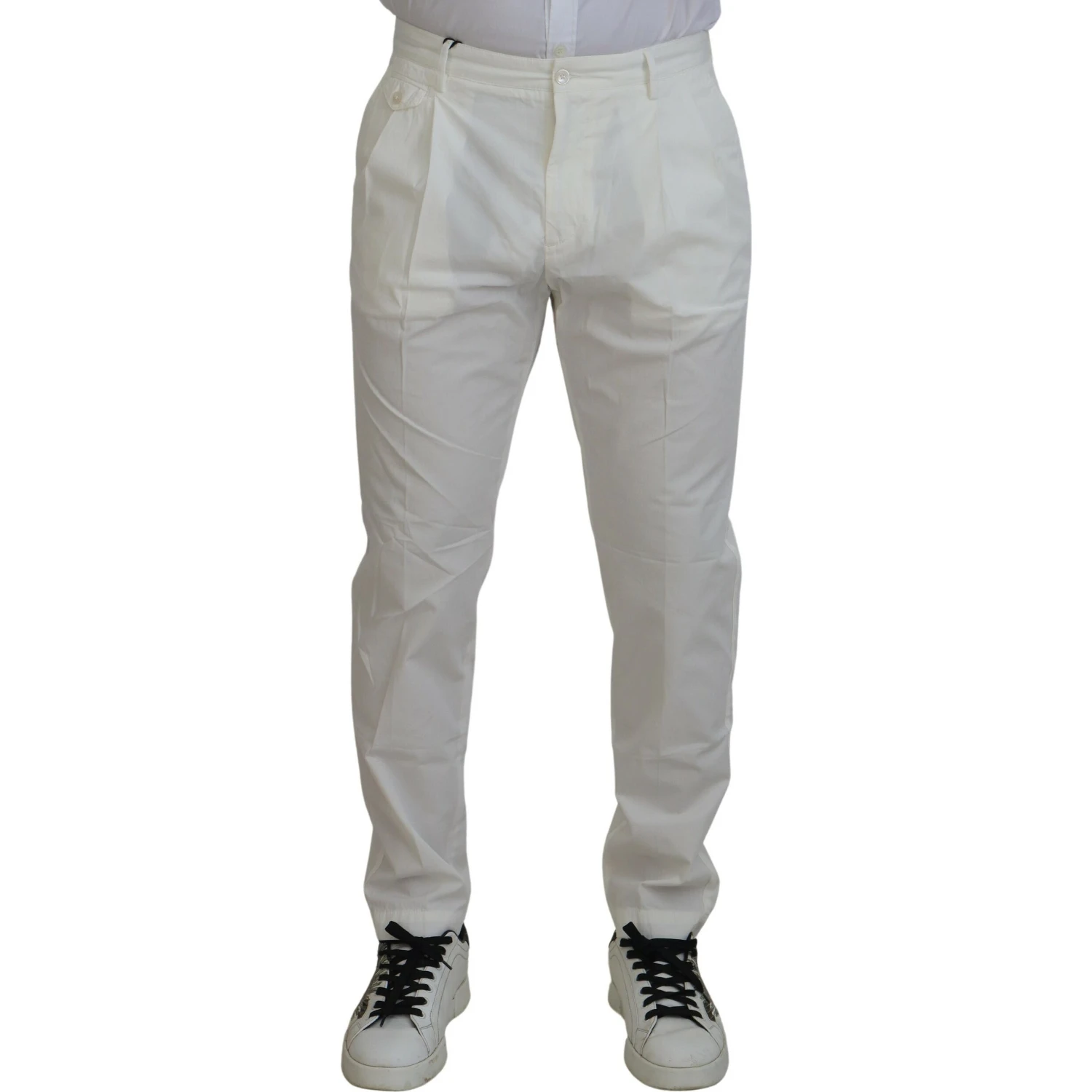 White Cotton Skinny Chino Pants