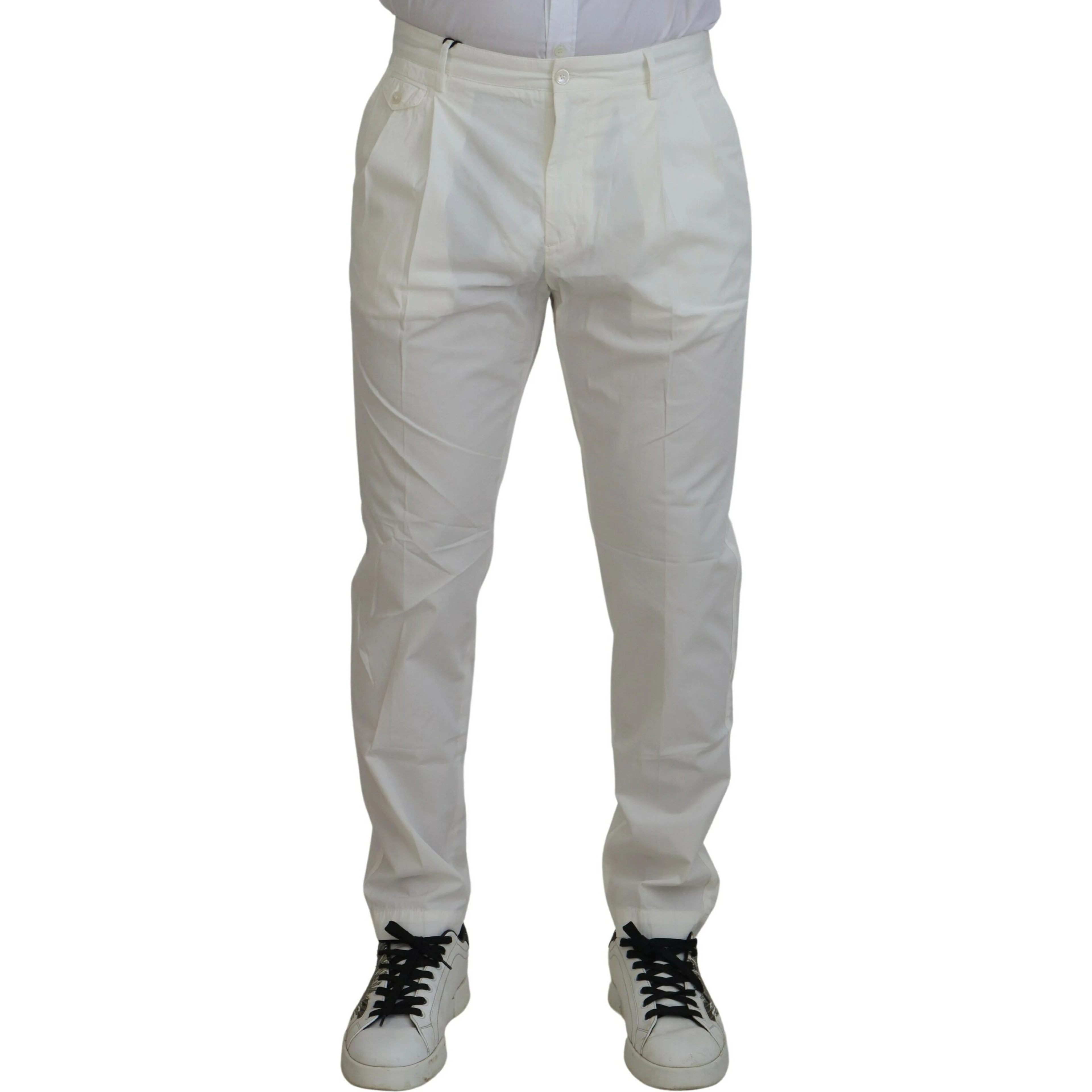 White Cotton Skinny Chino Pants