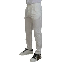 White Cotton Skinny Chino Pants