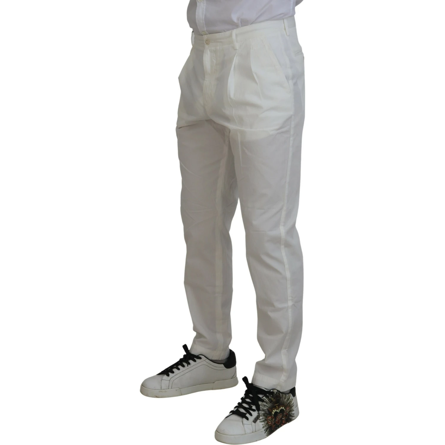 White Cotton Skinny Chino Pants