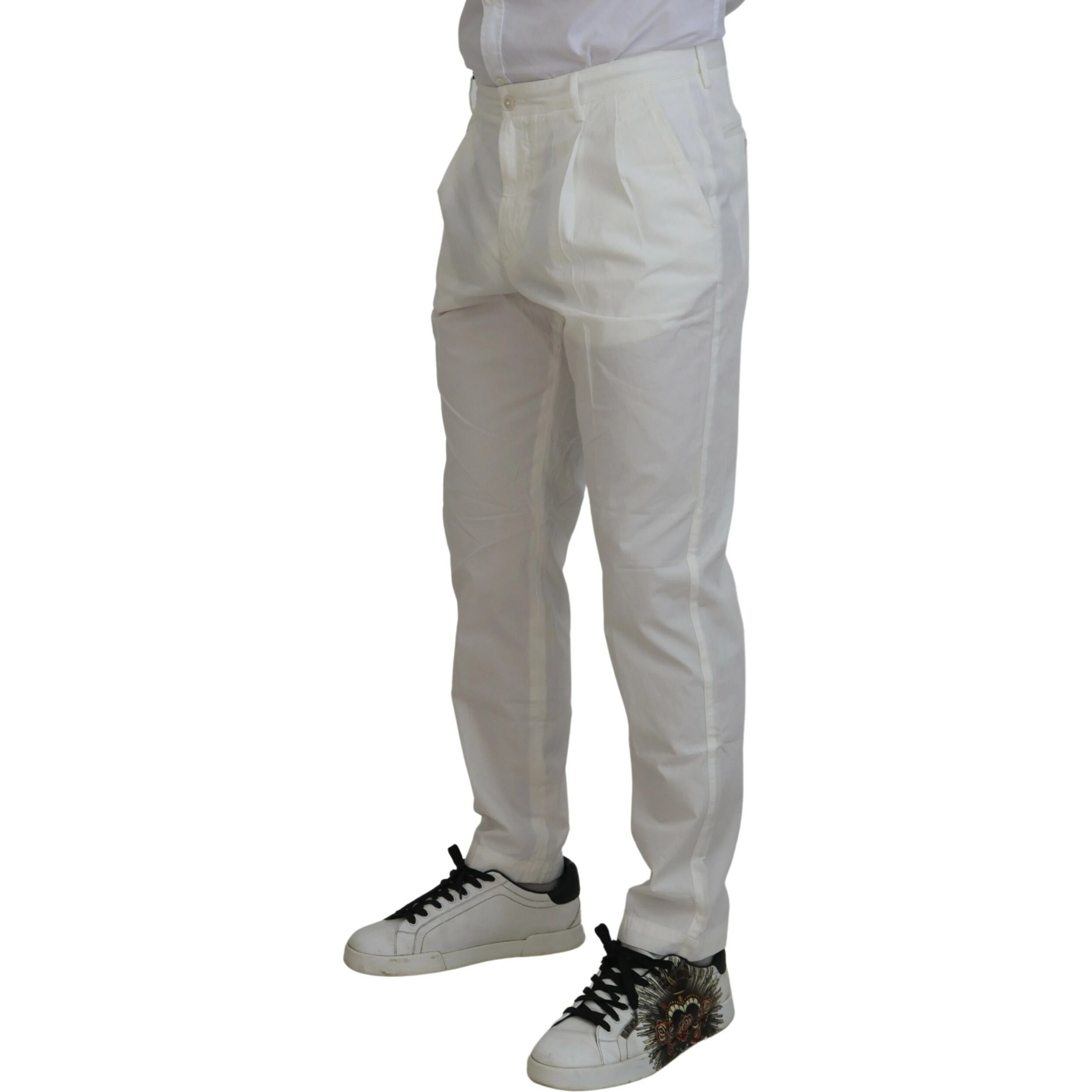 White Cotton Skinny Chino Pants