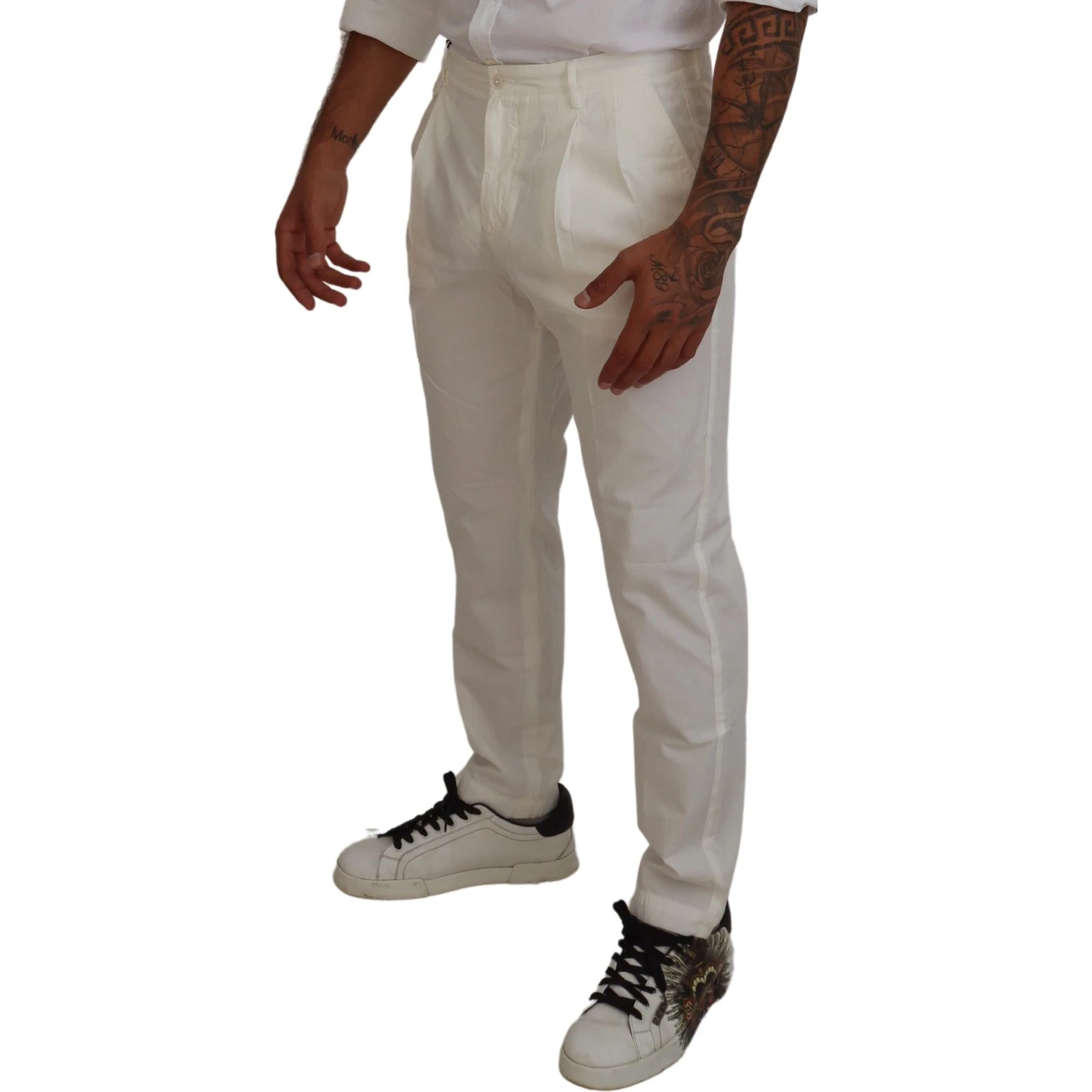 White Cotton Skinny Chino Pants