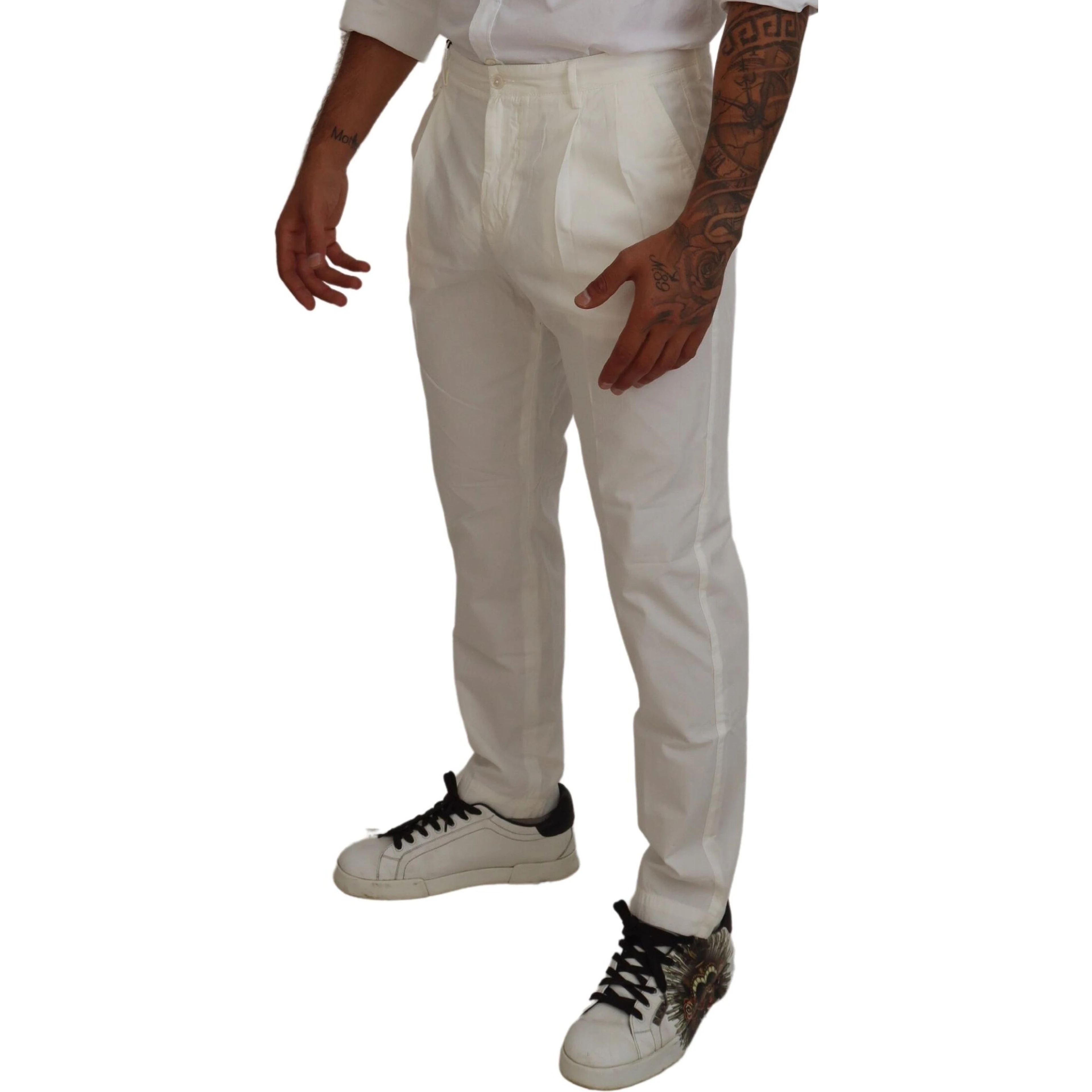 White Cotton Skinny Chino Pants