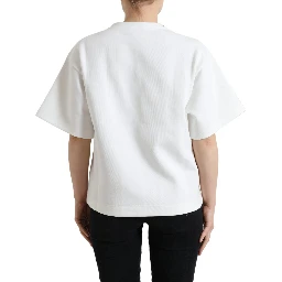 T-shirt White Cotton Stretch Black HOT Crystal
