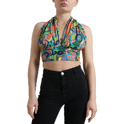 Multicolor Halter Sleeveless Cropped Tank Top