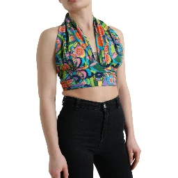 Multicolor Halter Sleeveless Cropped Tank Top