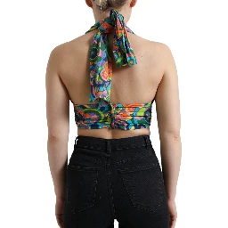 Multicolor Halter Sleeveless Cropped Tank Top