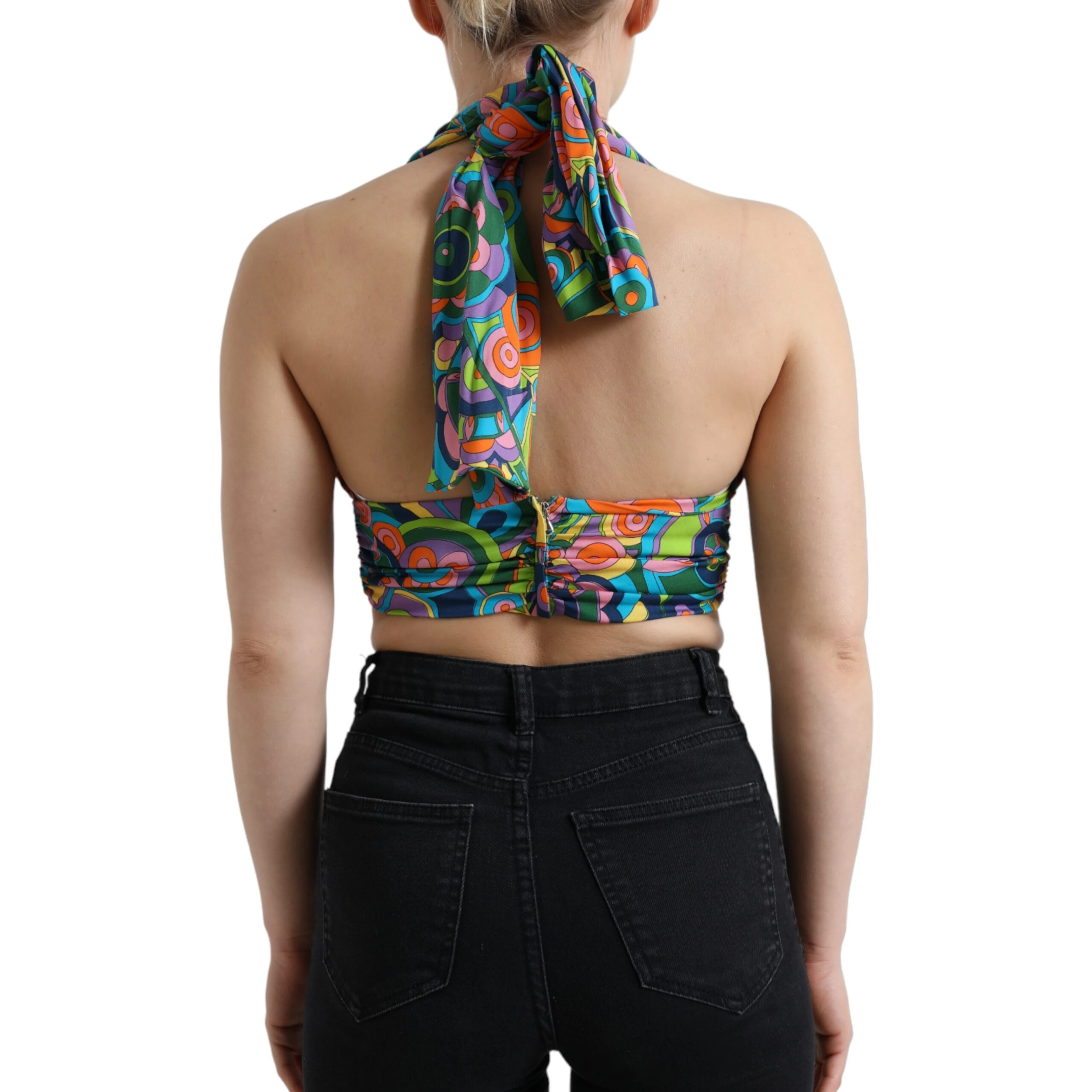 Multicolor Halter Sleeveless Cropped Tank Top