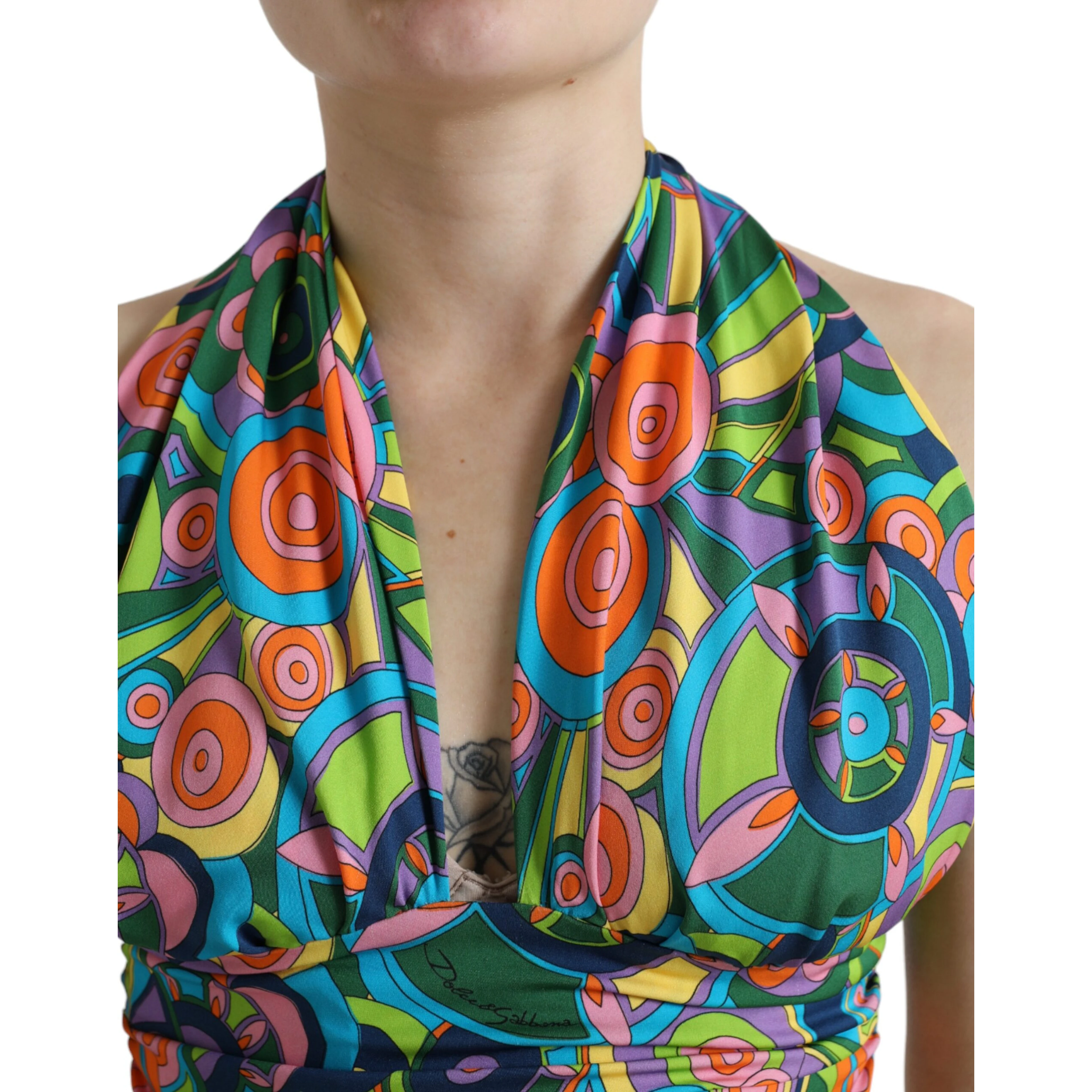 Multicolor Halter Sleeveless Cropped Tank Top
