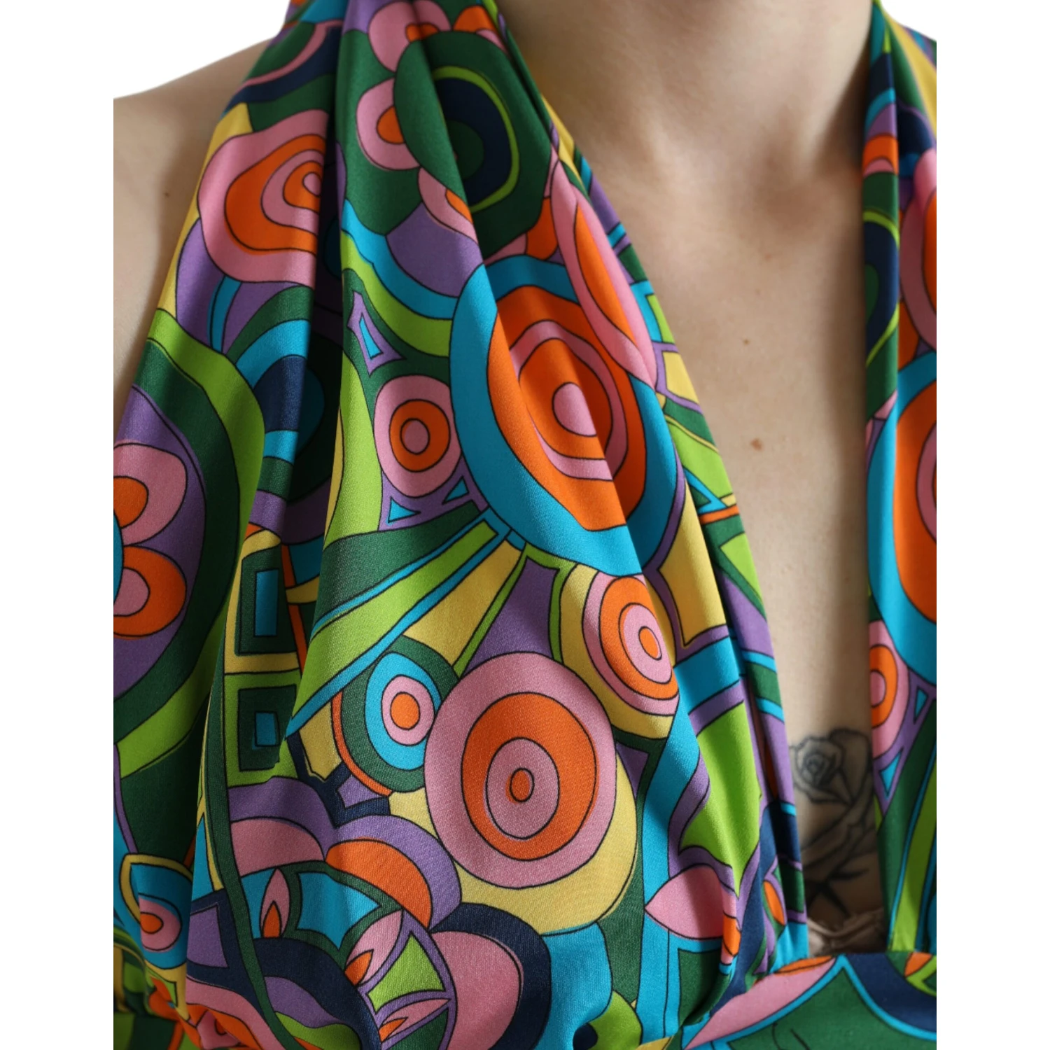 Multicolor Halter Sleeveless Cropped Tank Top