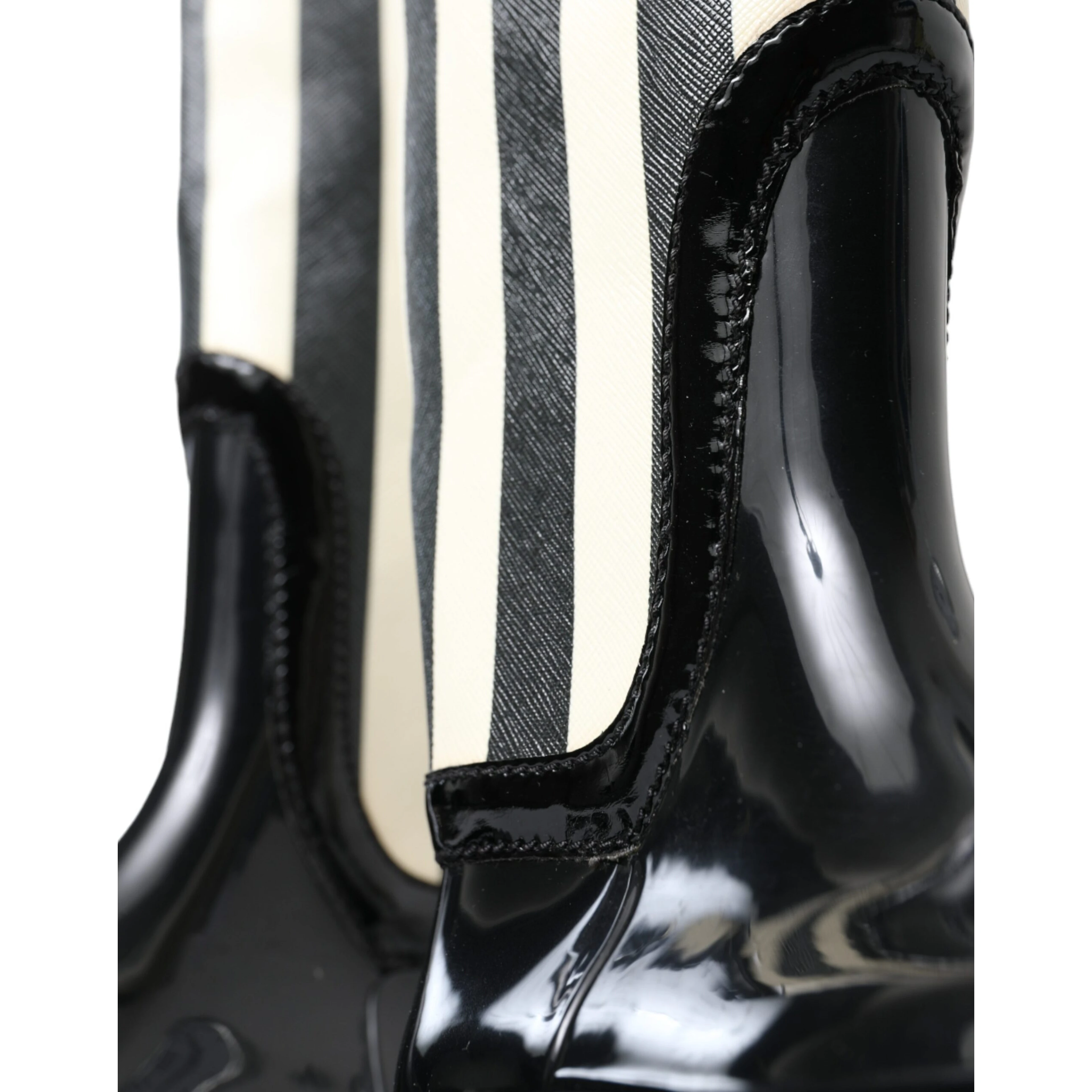 Black Rubber Knee High Flat Boots Shoes