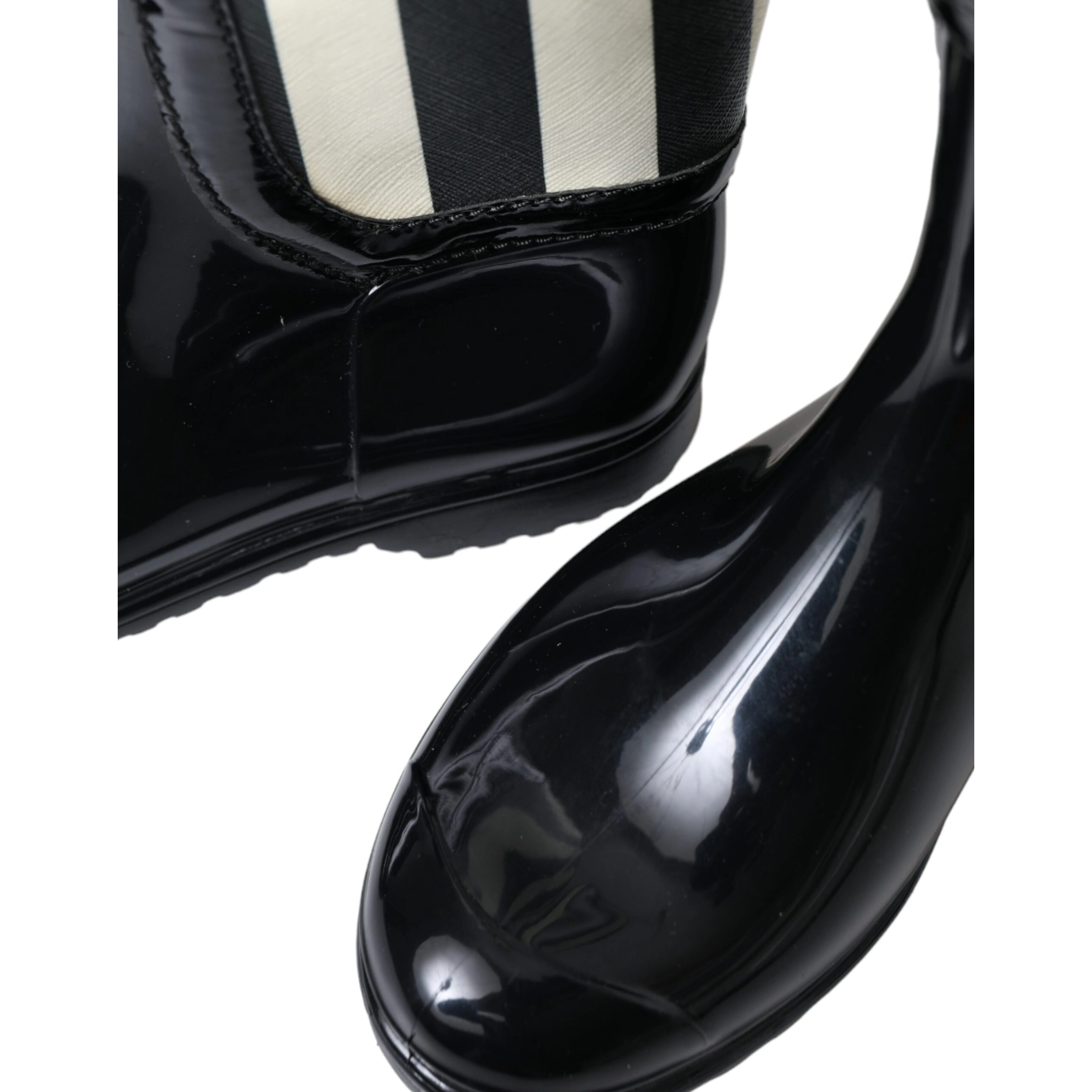 Black Rubber Knee High Flat Boots Shoes