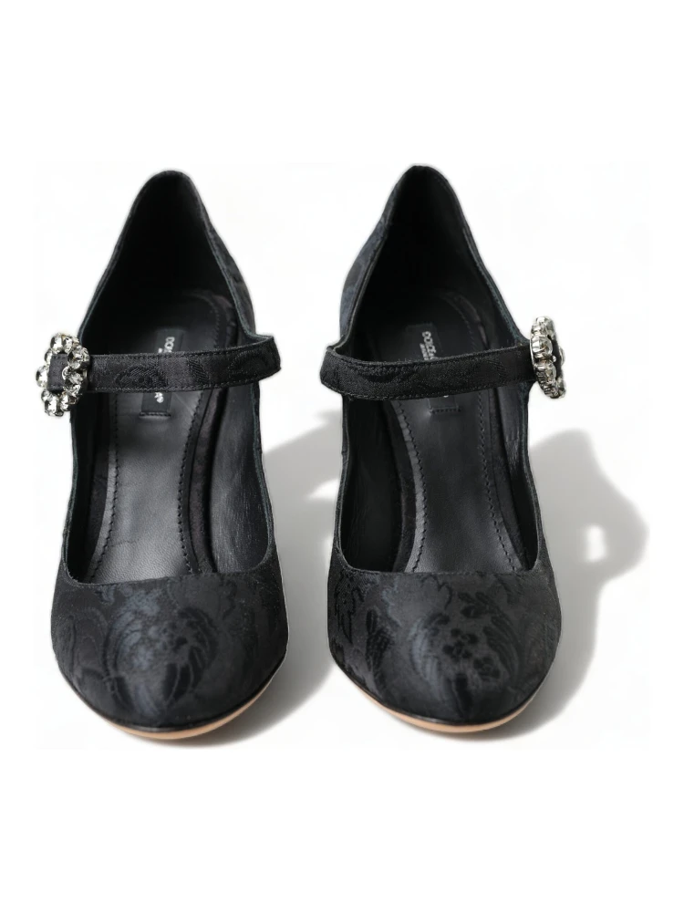Black Brocade Mary Janes Heels Pumps Shoes alternative