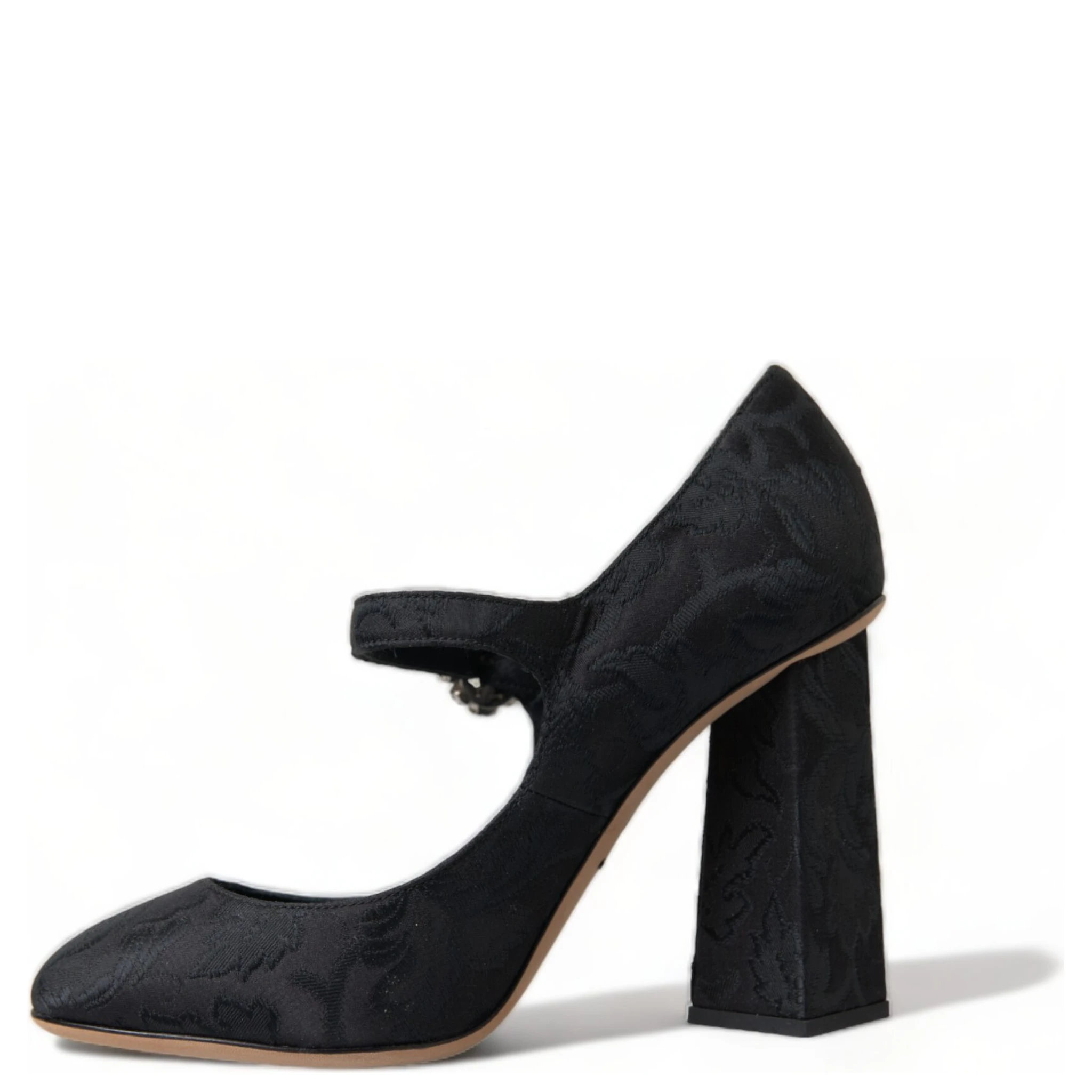 Black Brocade Mary Janes Heels Pumps Shoes